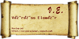 Vöröss Elemér névjegykártya